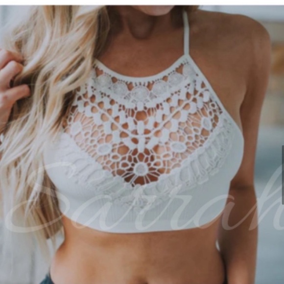 New Amazing Crochet Detailed Pull Over Bralette Bra Top Brami Crop Top - Picture 5 of 11